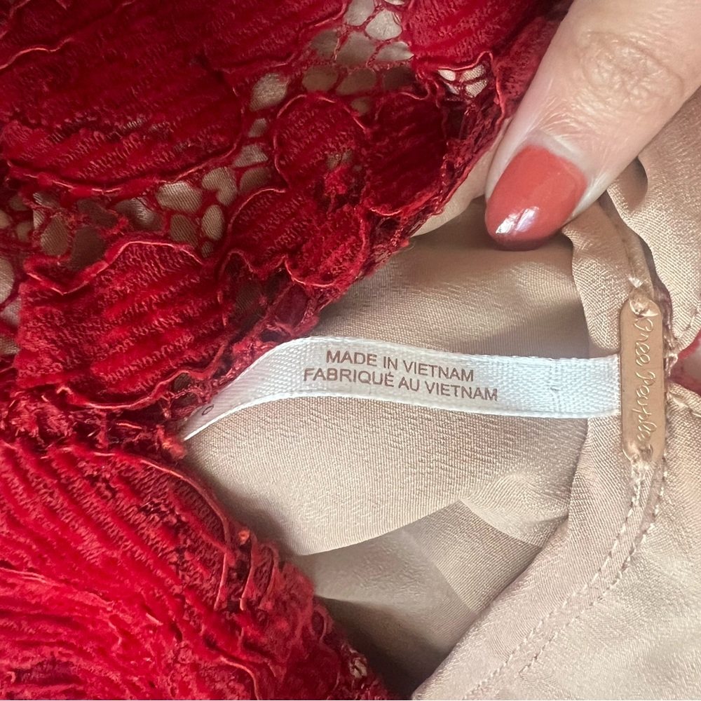 Free People Red Lace Dress